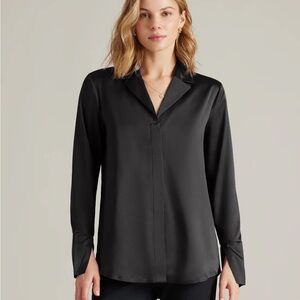 RHONE Black Satin Party Blouse NWT Size Large